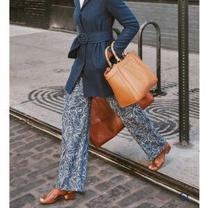 J McLaughlin Womens Morgan Pant Leaf Lover Jacquard Pattern Wide Leg Pants 6 NEW